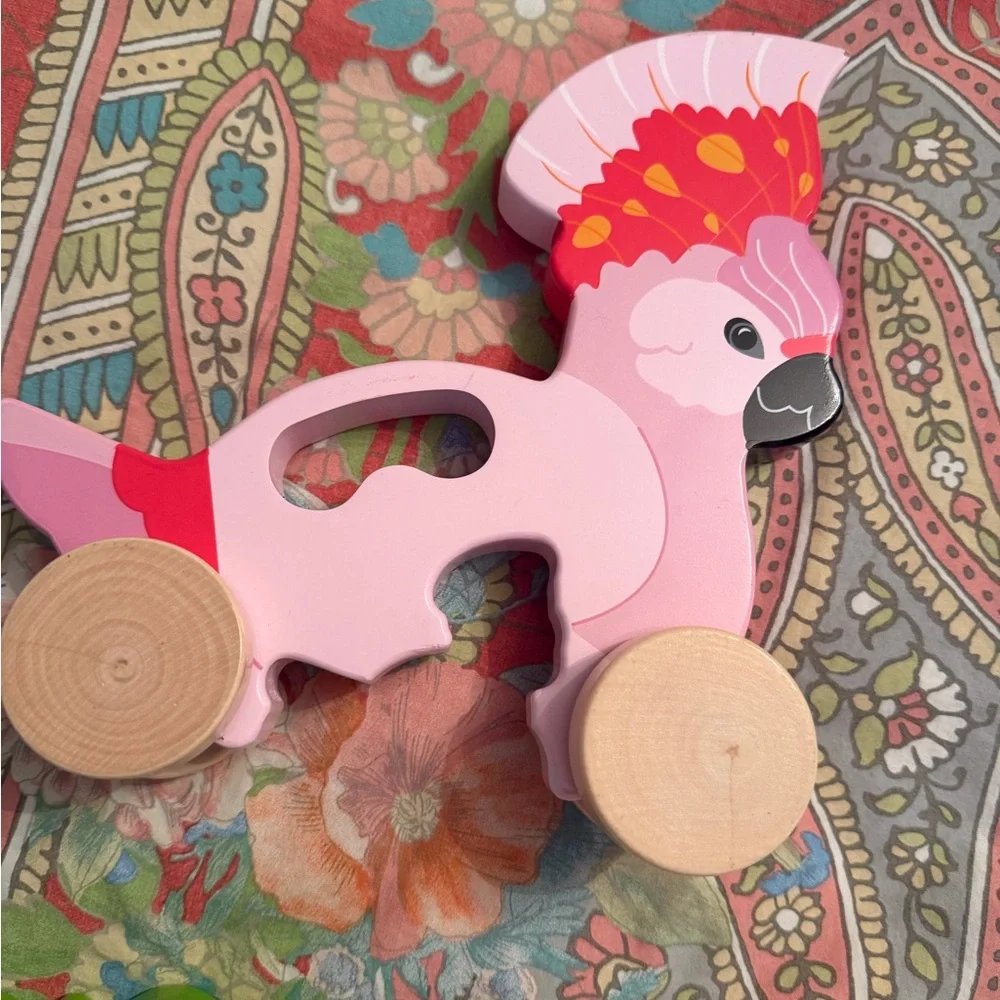 Colorful Wooden Animal Pull/ push Set giraffe, alligator, elephant, and bird
